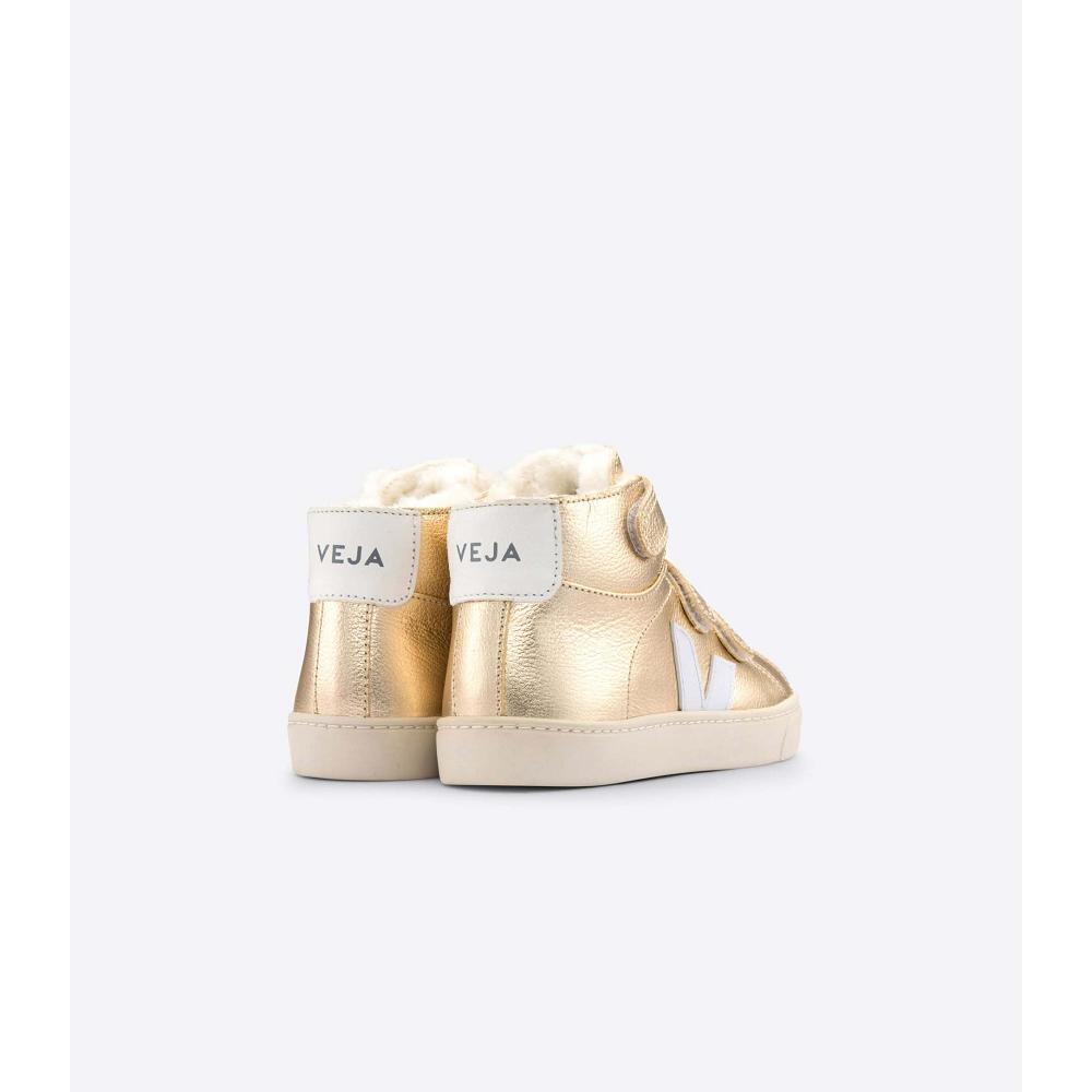 Veja ESPLAR MID FURED LEATHER Kids' High Tops Gold | CA 698JPQ